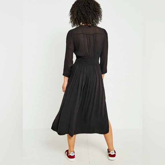 Free People Flora Embroidered Floral Midi Dress Black - Picture 2 of 14